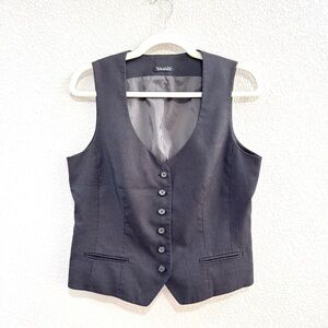 Tahari Dark Brown Pinstripe Vest